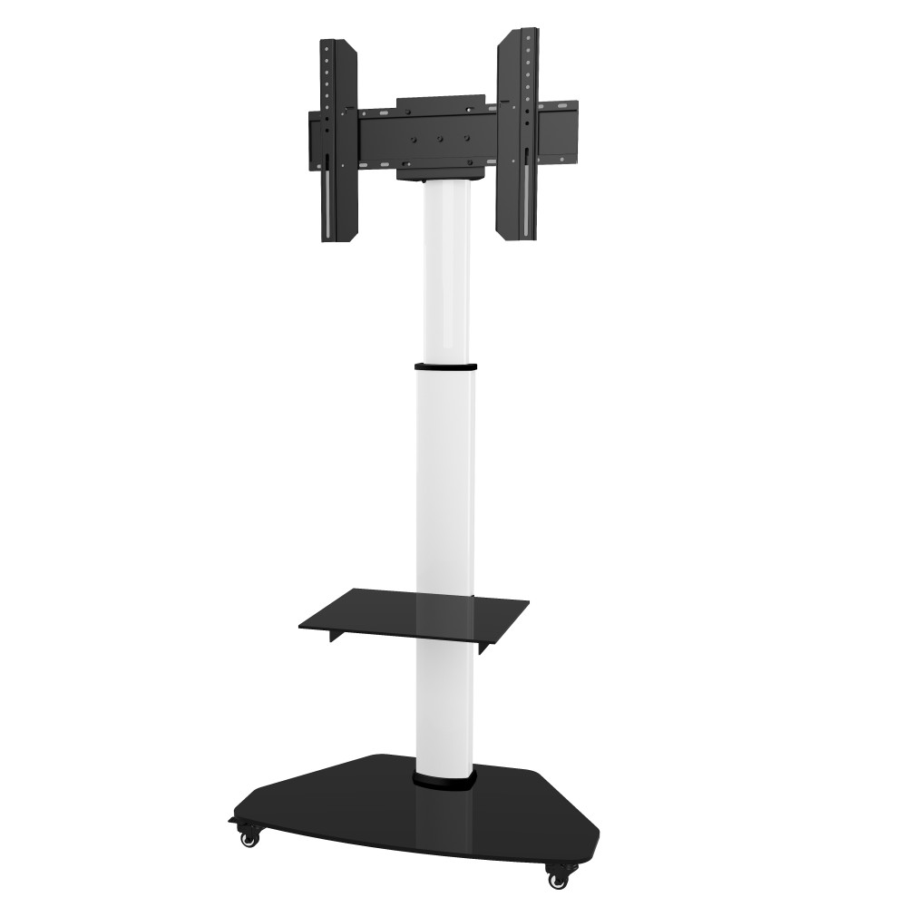 TECHLY TV Trolley weiss fuer 3770 LED LCD Fernseher max VESA Groesse unterstuezt 600x400Halterung kann um 90Grad gedreht werden