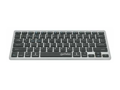 MANHATTAN Ultra Slim Dual-Mode Kabellose Funktastatur Dt. QWERTZ-Layout Bluetooth 3.0 und 2.4 GHz USB anthrazit/schwarz