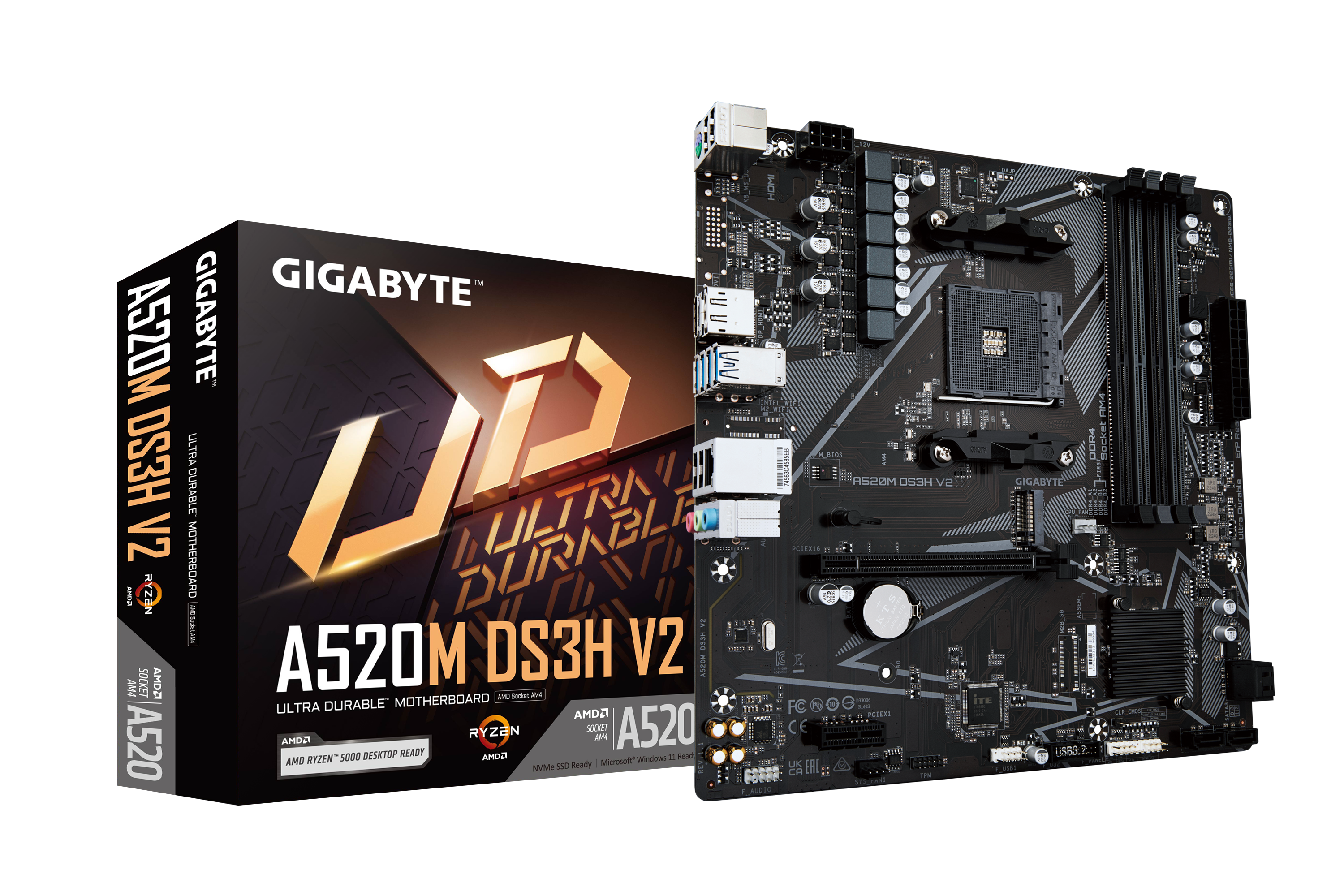 GIGABYTE A520M DS3H V2 AM4 4xDDR4 Micro ATX MB 4xSATA 1xM2
