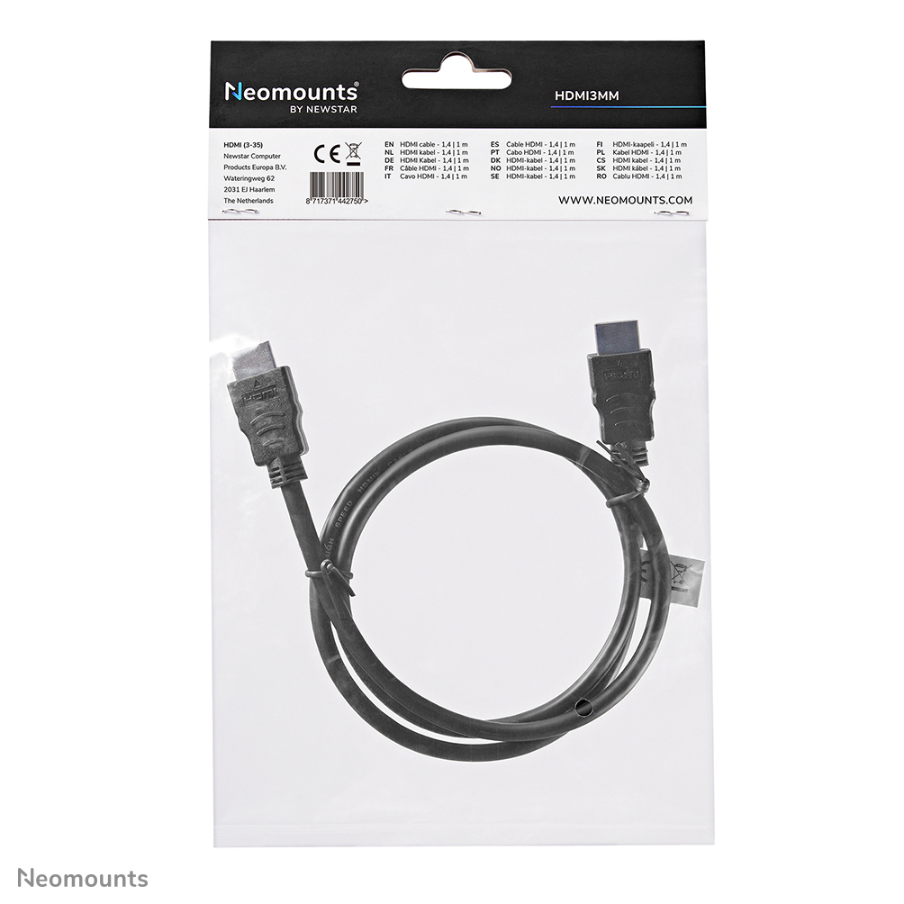 NEOMOUNTS HDMI 13 cable High speed HDMI 19 pins MM 1 meter