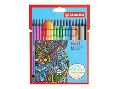 STABILO Pen 68 Filzstifte farbsortiert, 18 St. STABILO Pen 68 Filzstifte farbsortiert, 18 St.