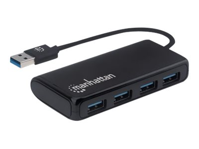 MANHATTAN 4-Port USB 3.2 Gen 1 Hub Vier USB-A-Ports 5 Gbit/s Datenuebertragungsraten Stromversorgung ueber USB schwarz MANHATTAN 4-Port USB 3.2 Gen 1 Hub Vier USB-A-Ports 5 Gbit/s Datenuebertragungsraten Stromversorgung ueber USB schwarz