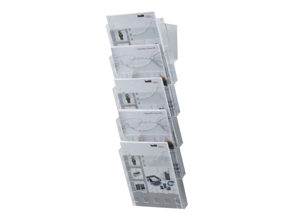 helit Wandprospekthalter the grid wall transparent DIN A4 5 Fächern 24,1 x 15,0 x 57,8 cm, 1 St