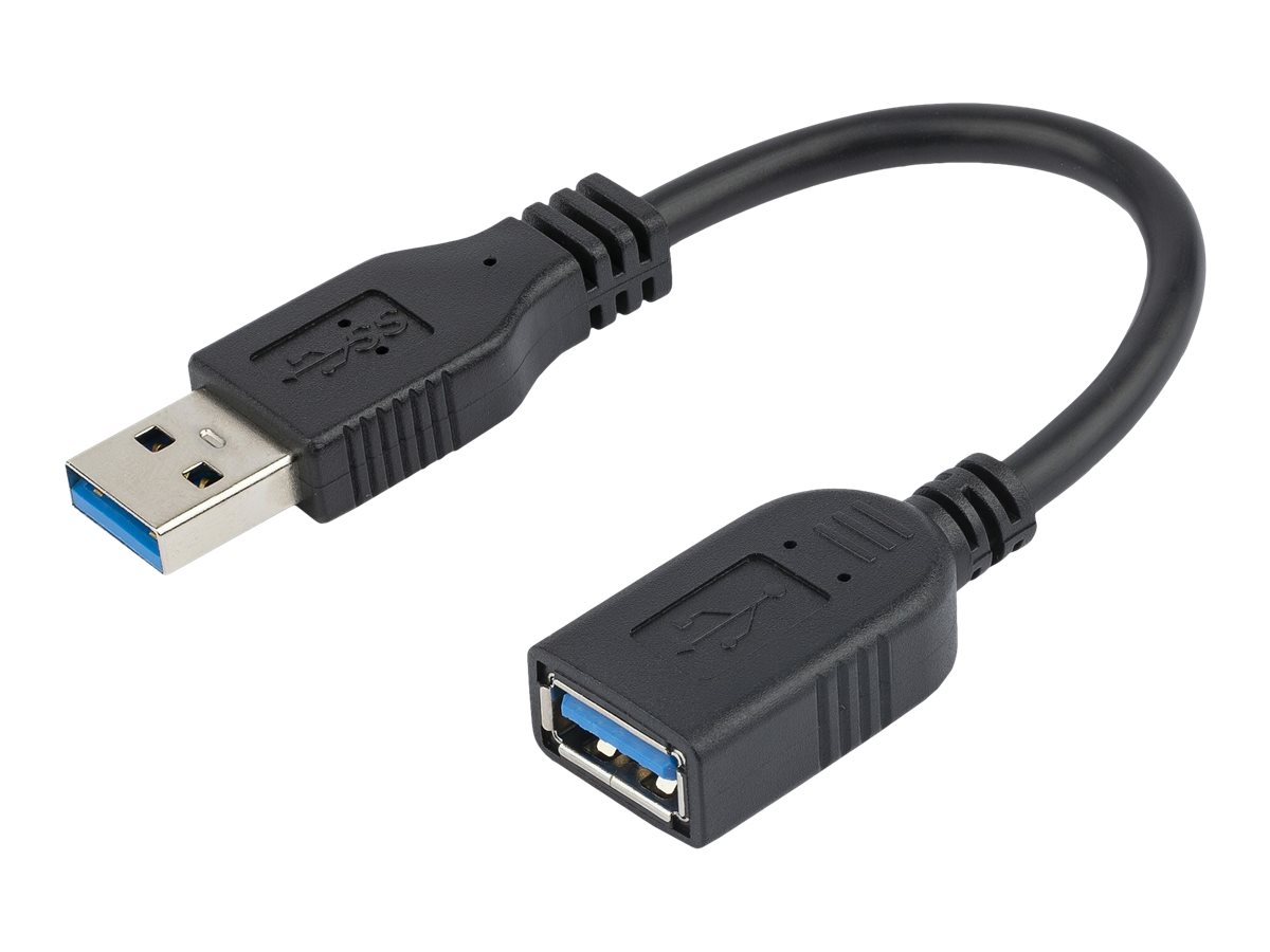 StarTech.com 15cm USB 3.0 Verlängerungskabel - USB 3 Typ A Kabel Verlängerung - Stecker/ Buchse - Schwarz - USB-Verlängerungskabel - USB Typ A bis USB Typ A - 15.2 cm