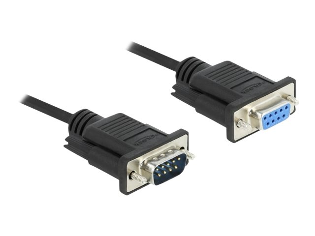DELOCK Seriell Kabel RS-232 Sub-D9 Stecker zu Buchsemit sch malem Steckerghäuse 3m