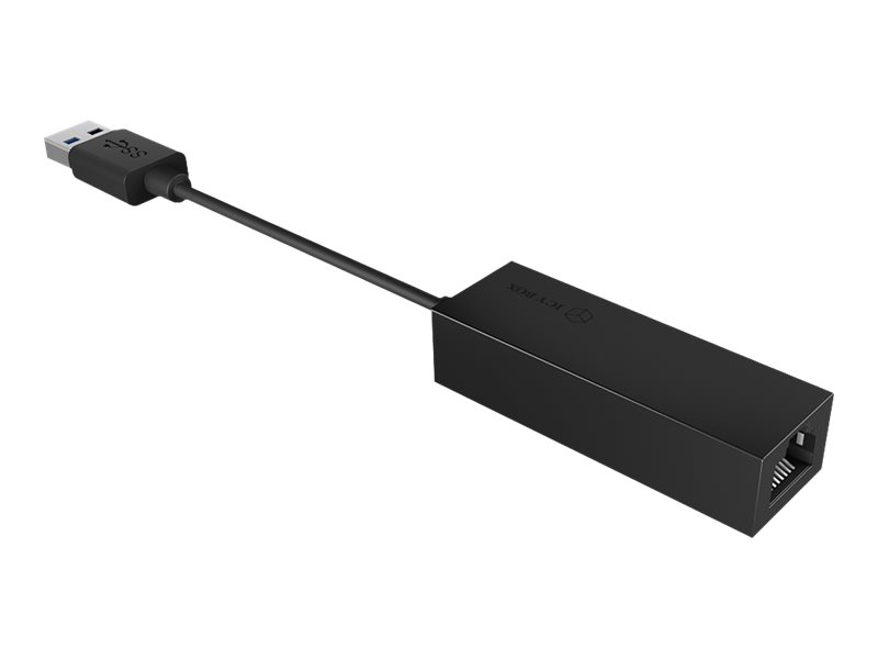 ICY BOX USB zu Gigabit Ethernet Adapter  IB-AC501a Adapter USB 3.0 zu Gigabit Ethernet LAN IEEE 802.3 802.3u und 802.3ab schwarz