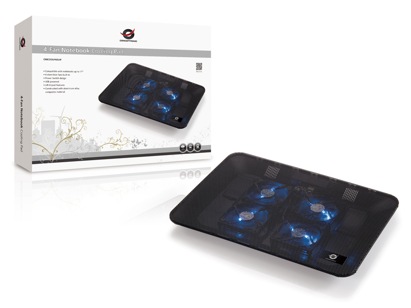 CONCEPTRONIC 4Fan USBA20 LaptopKuehlpad 25Kg 156 sw