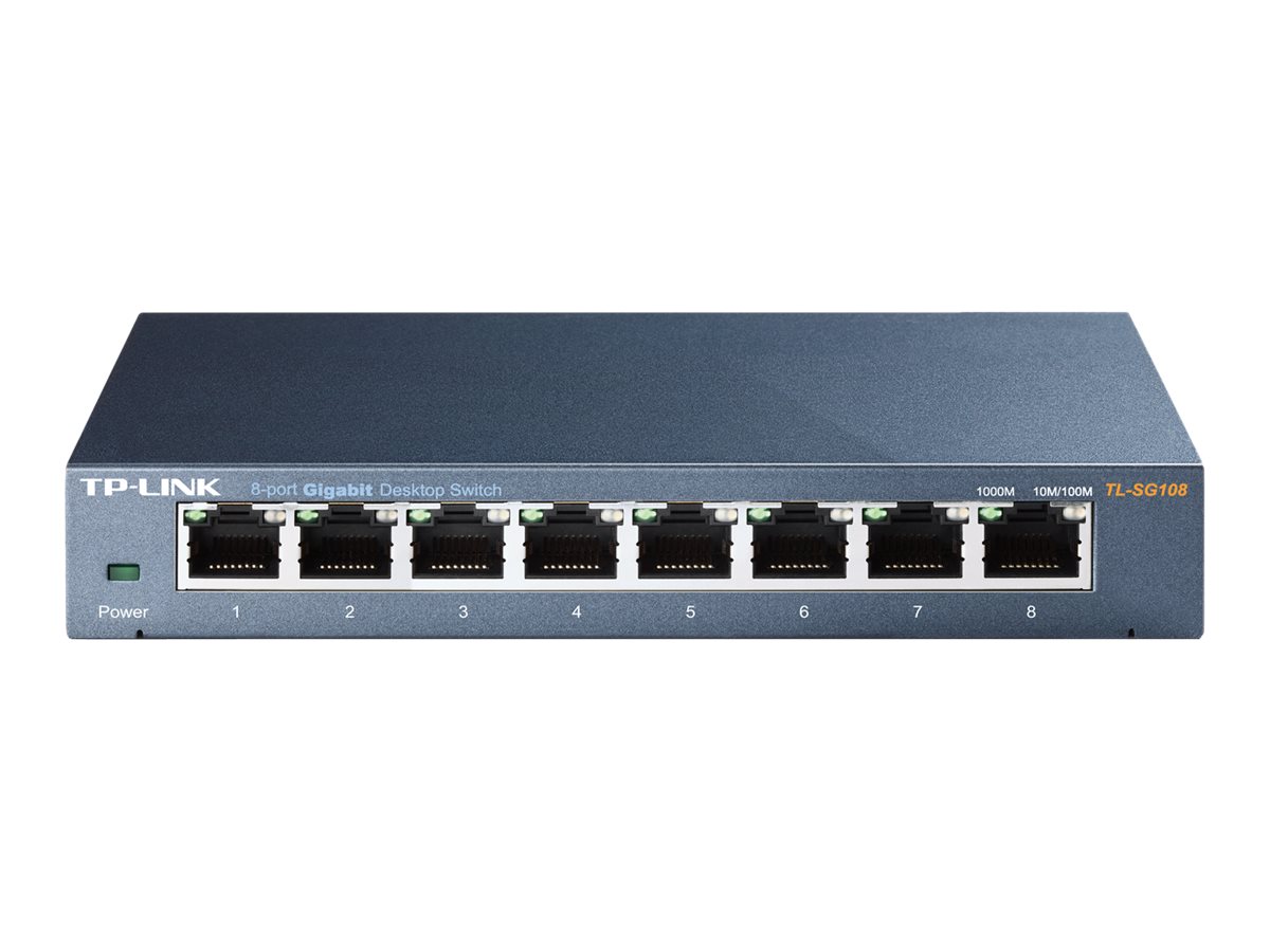 TP-LINK TL-SG108 8-Port Gigabit Desktop Switch 5x 10/100/1000M RJ45 Autoabstimmung Auto-MDI/MDIX Metallgehäuse