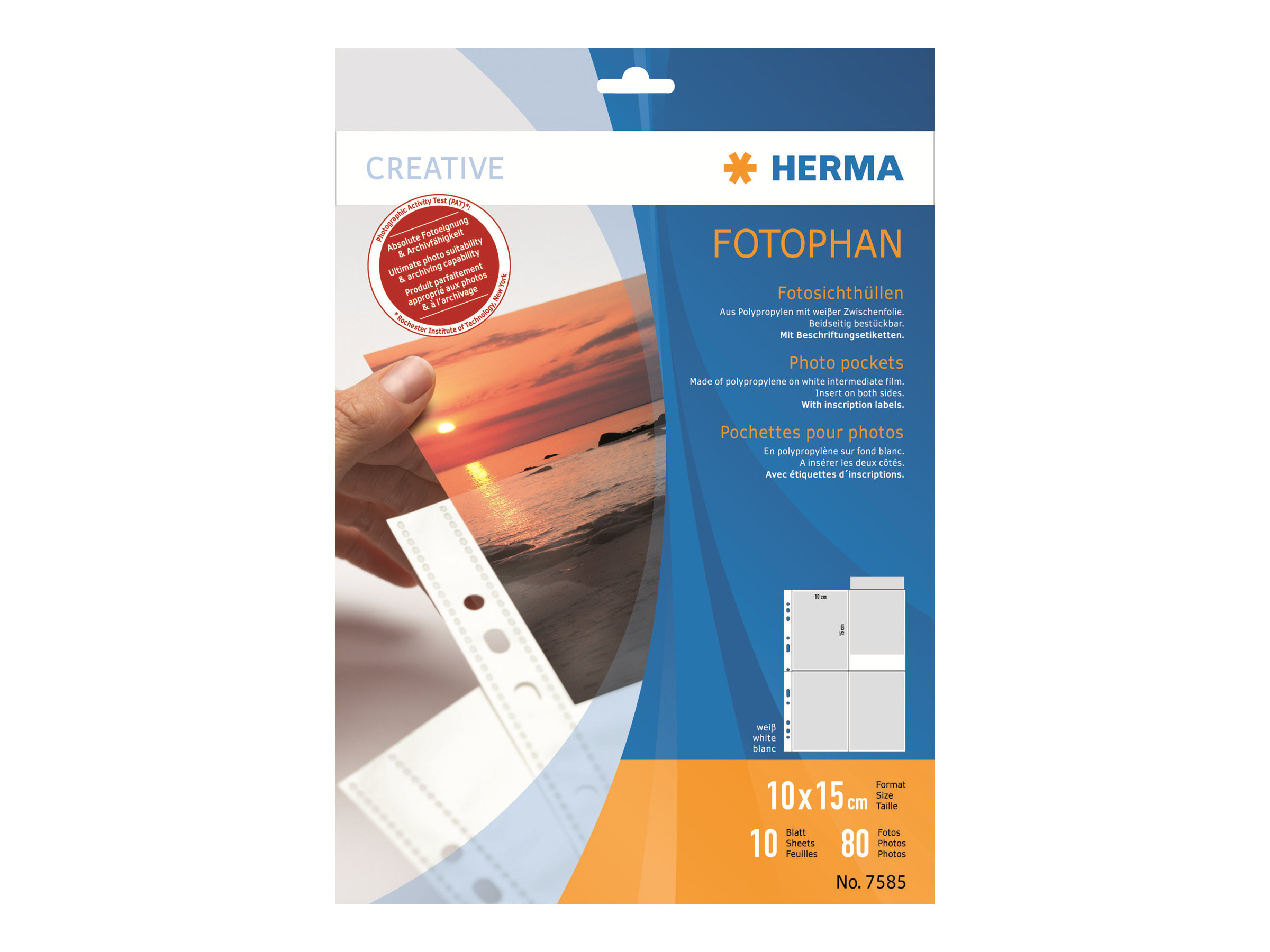 10 HERMA Fotosichthüllen Fotophan 10x15 cm weiß genarbt