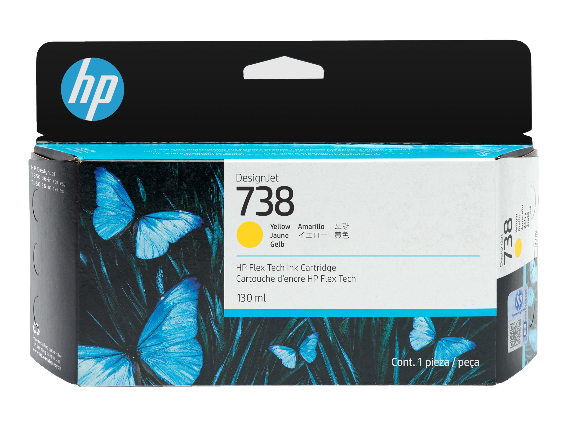 HP 738 130-ml Yellow DesignJet Ink Cartridge HP 738 130-ml Yellow DesignJet Ink Cartridge