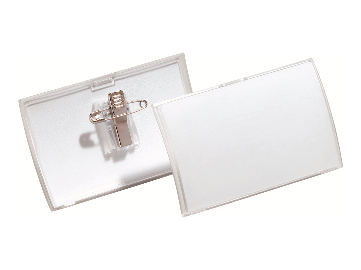 25 DURABLE Click Fold Namensschilder mit Kombiklemme 9,0 x 5,4 cm
