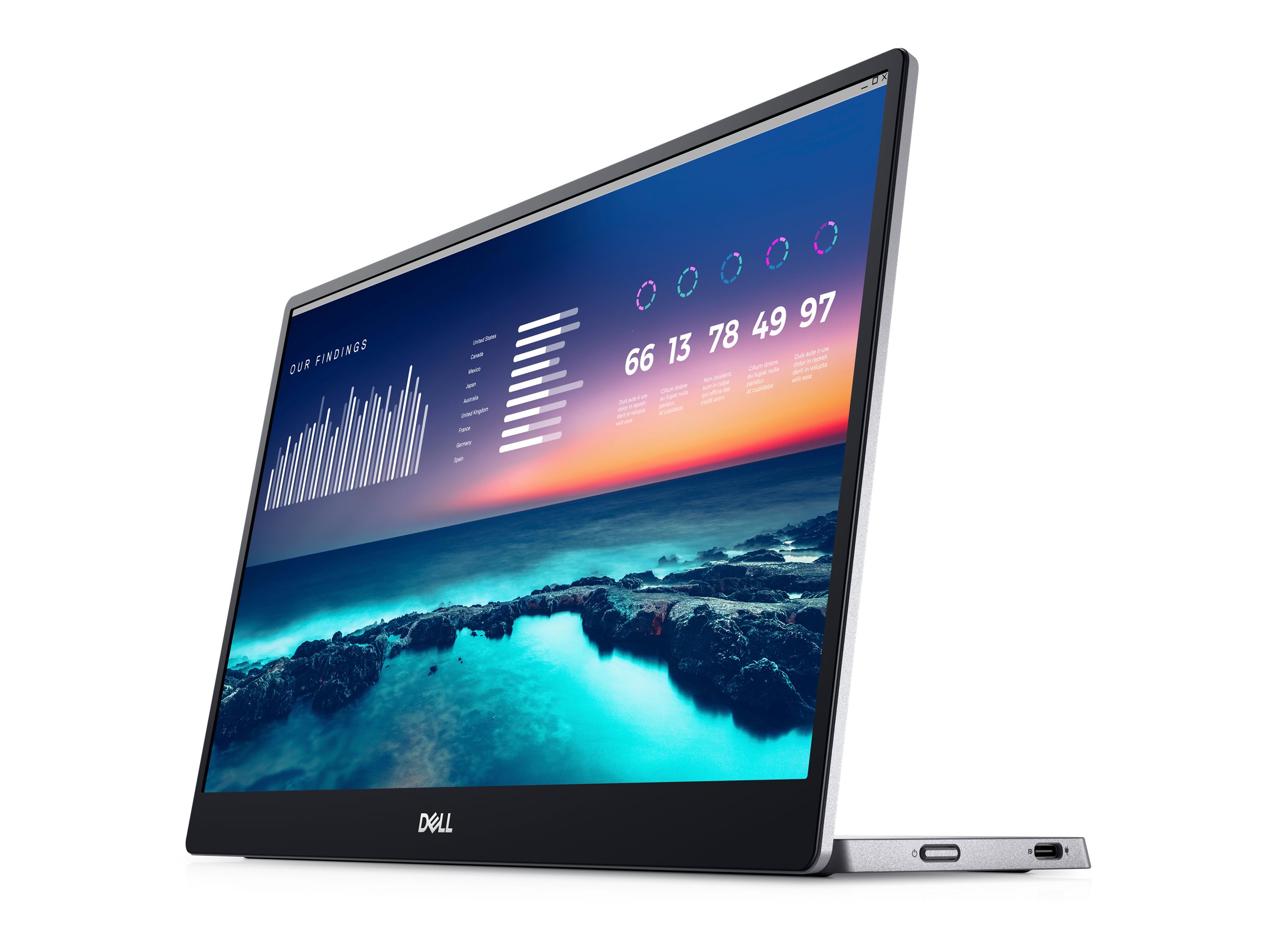 DELL 14 Portable Monitor - P1424H - 35,6cm 14Zoll IPS FHD 16:9 1920x1080 300cd/m2 700:1 DP USB-C
