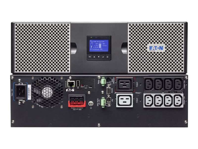EATON 9PX 3000i 3000VA/3000W Tower/Rack USV RS-232/USB 2U Network Card 48,26cm 19Zoll Kit Runtime 4/13min Voll/Halblast EATON 9PX 3000i 3000VA/3000W Tower/Rack USV RS-232/USB 2U Network Card 48,26cm 19Zoll Kit Runtime 4/13min Voll/Halblast
