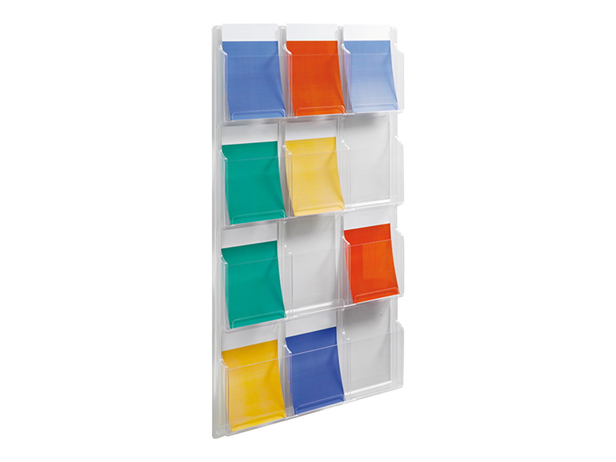 helit Wandprospekthalter transparent 12x DIN A4 76,6 x 5,1 x 126,0 cm, 1 St