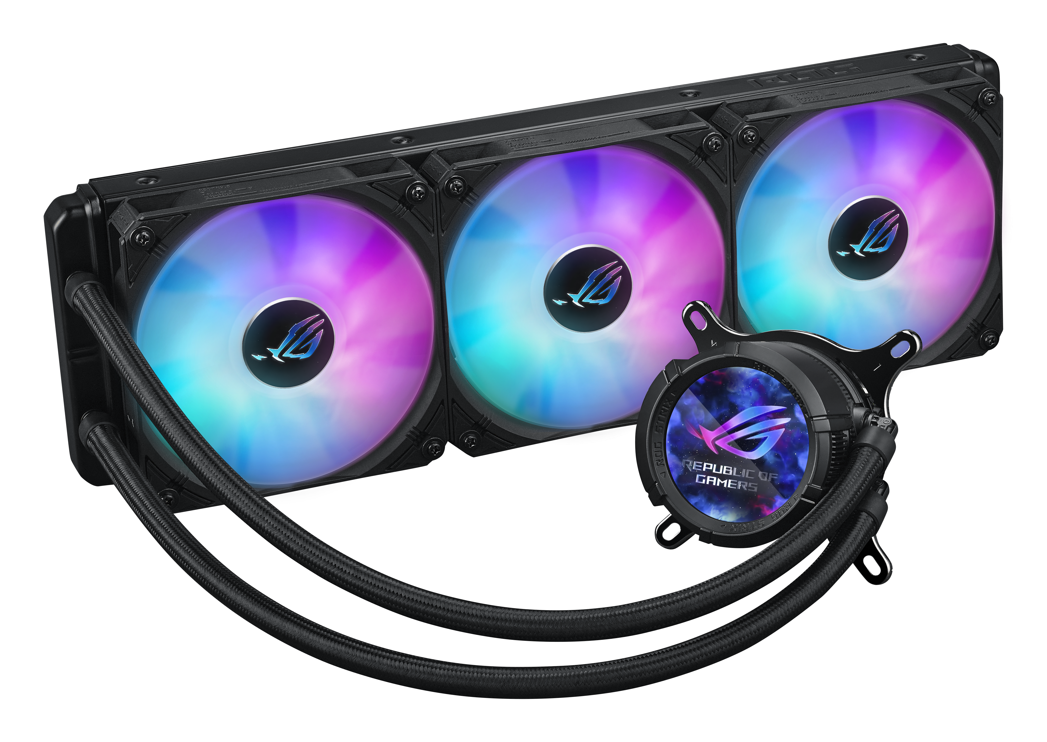 ASUS ROG Strix LC III ARGB LCD allinone CPU liquid cooler with 21 IPS LCD Aseteks new Gen7 v2 pump and premium ROG ARGB fans