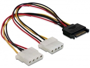 Delock Kabel Power SATA 15pin > 2x 4pin Molex Buchse 20cm Delock Kabel Power SATA 15pin > 2x 4pin Molex Buchse 20cm