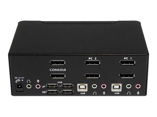 STARTECH.COM DisplayPort KVM Switch - 2 Port - Dual-Display - 4k 60hz - USB Hub - Audio and Microphone