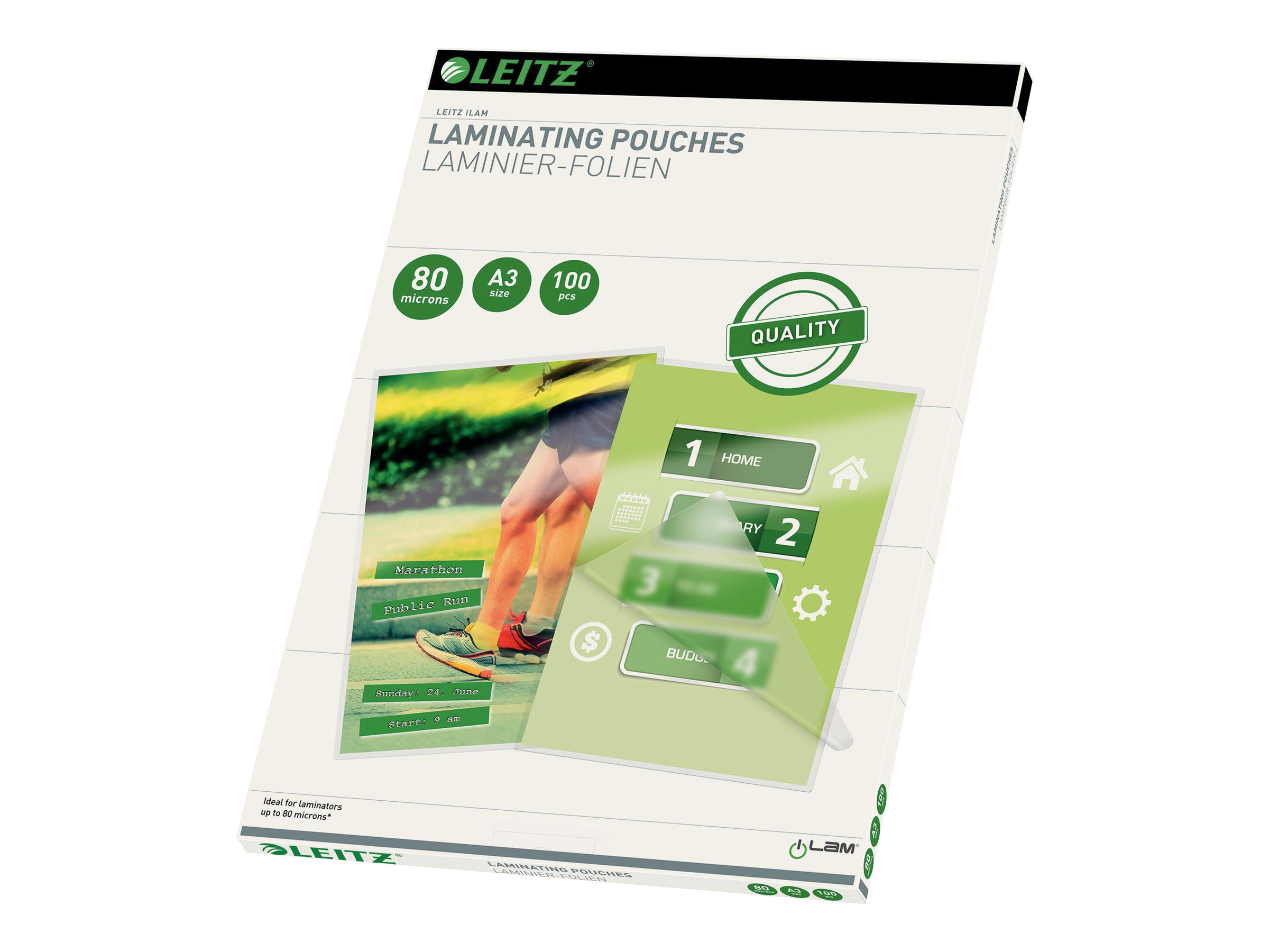 100 LEITZ Laminierfolien glänzend für A3 80 micron 100 LEITZ Laminierfolien glänzend für A3 80 micron