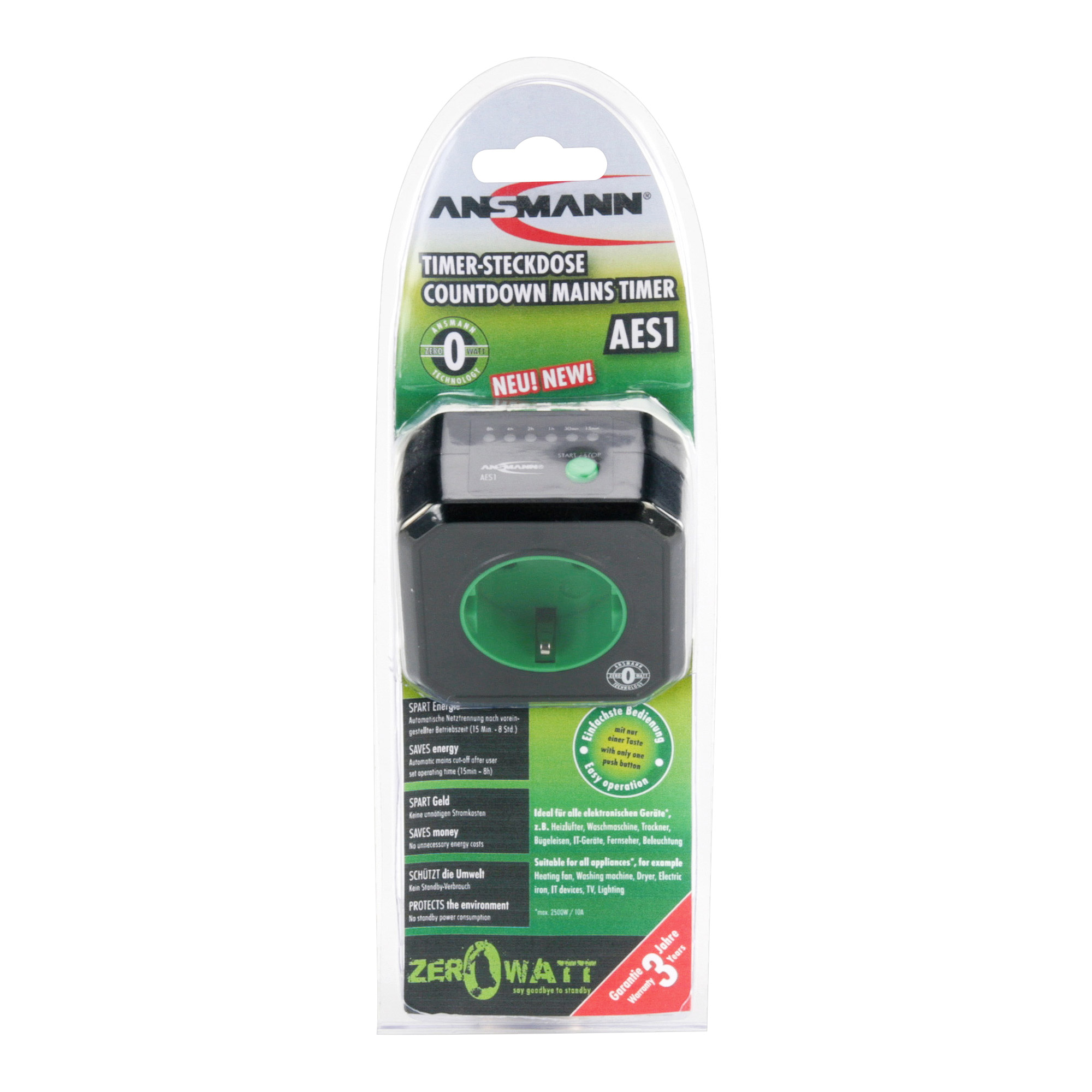 ANSMANN AES1 ZeroWatt Zeitschaltuhr schwarz