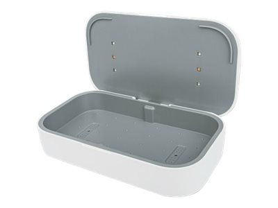 MANHATTAN UV-Desinfektionsbox mit 10W Wireless Charger Sterilisator mit UV-Licht fuer Handys Masken Kreditkarten und mehr weiss