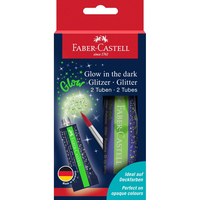 2 FABER-CASTELL Glow in the dark Gel Glitzer farbsortiert 2 x 12,0 g 2 FABER-CASTELL Glow in the dark Gel Glitzer farbsortiert 2 x 12,0 g
