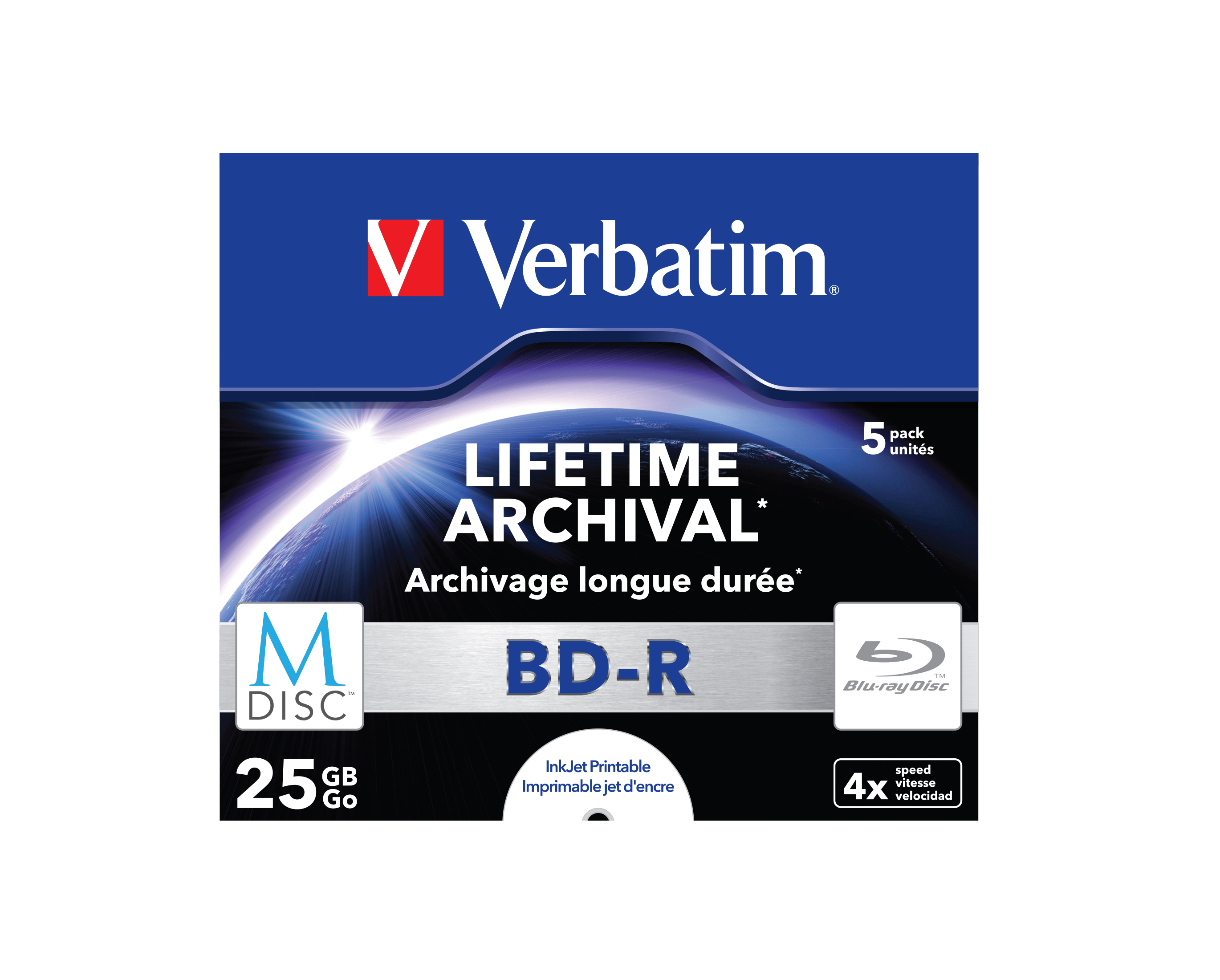 verbatim Bluray BDR 25 GB bedruckbar, 5 St