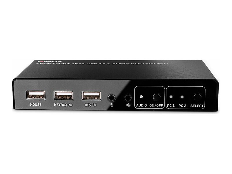 2 Port KVM Switch HDMI 4K60, USB 2.0 & Audio