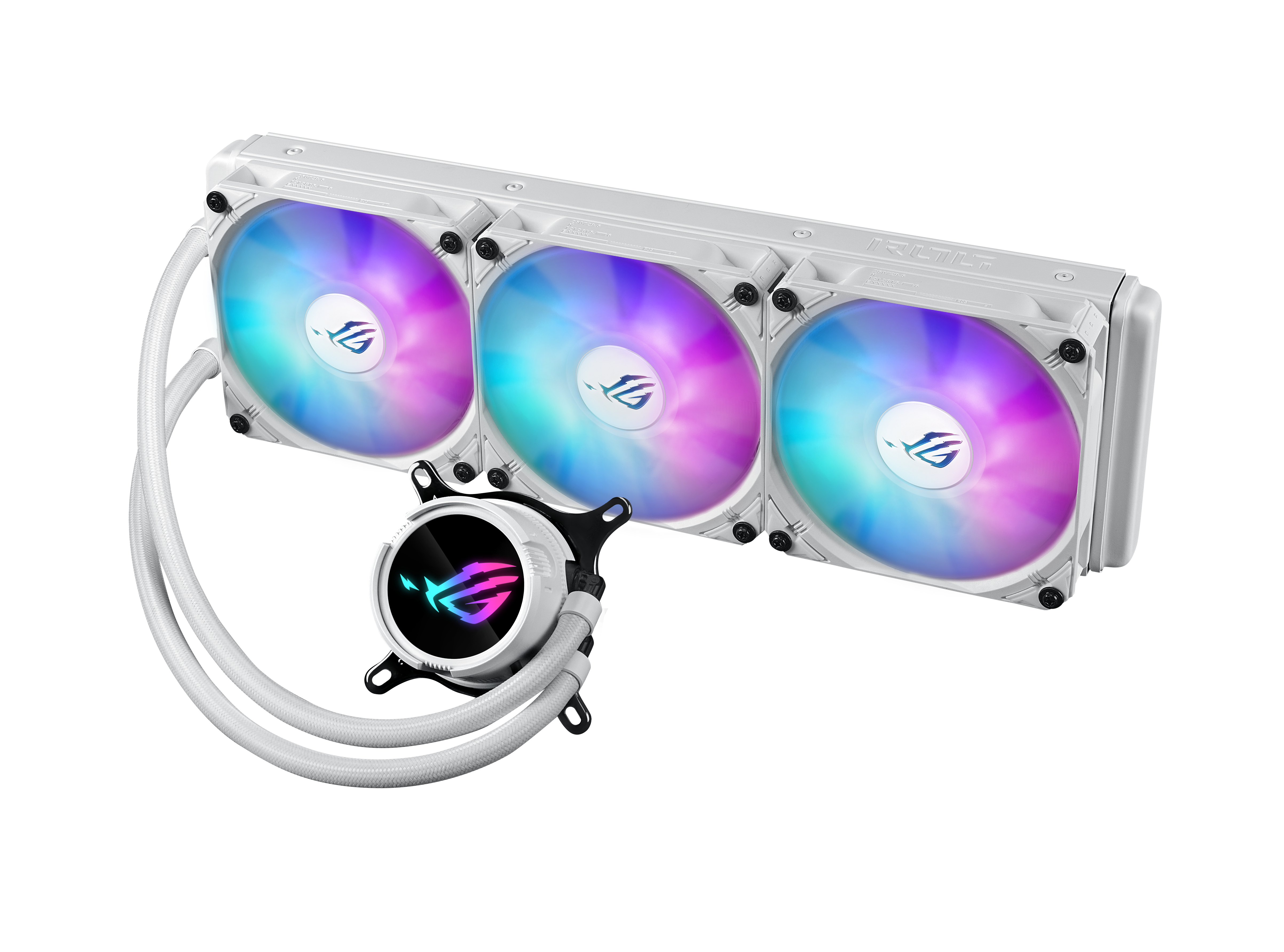ASUS ROG Strix LC III 360 ARGB WHT allinone CPU liquid cooler with 360 rotatable water block Premium ROG ARGB fans