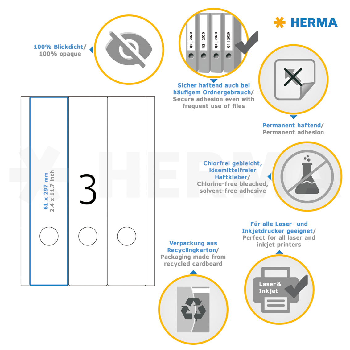 75 HERMA Ordneretiketten 5135 weiss