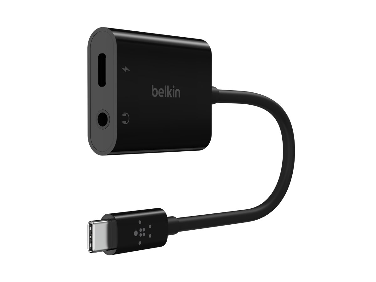 RockStar 3,5mm-Klinken-Audio- und USB-C-Ladeadapter blk