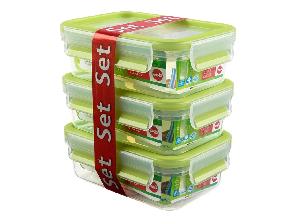 emsa Frischhaltedosen CLIP & CLOSE 5,8 cm hoch transparent 3x 0,55 l, 3 St.