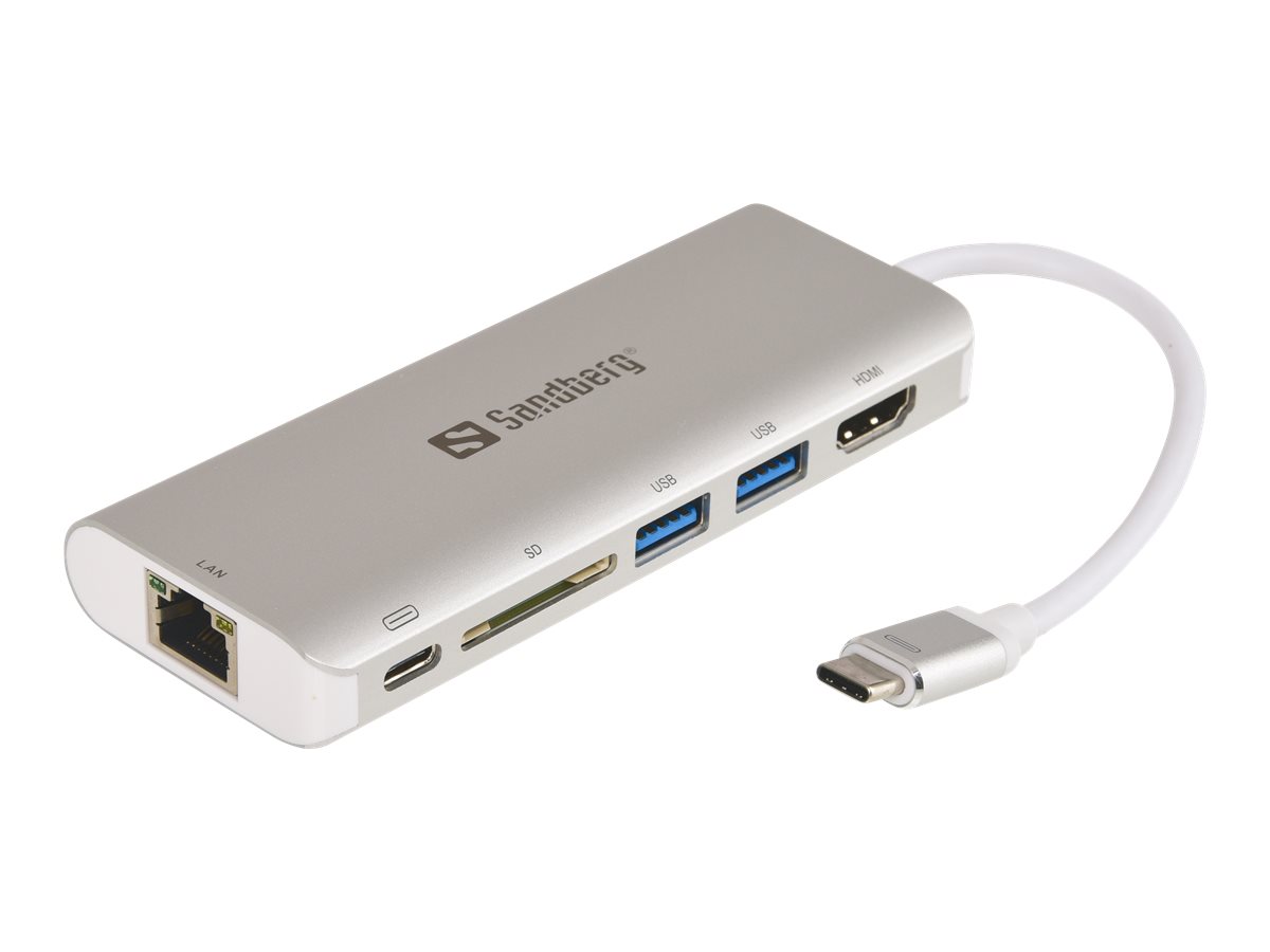 SANDBERG USB-C DOCK HDMI+LAN+SD+USB100W SANDBERG USB-C DOCK HDMI+LAN+SD+USB100W