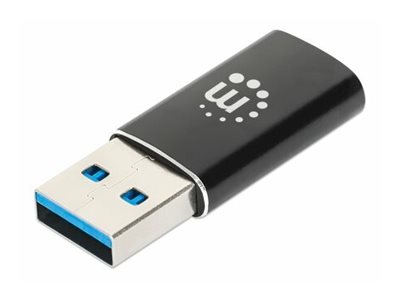 MANHATTAN USB-A auf USB-C-Adapter USB 3.2 Gen 2 Typ A-Stecker auf Typ C-Buchse 10 Gbit/s SuperSpeed+ USB 3 A Aluminium schwarz