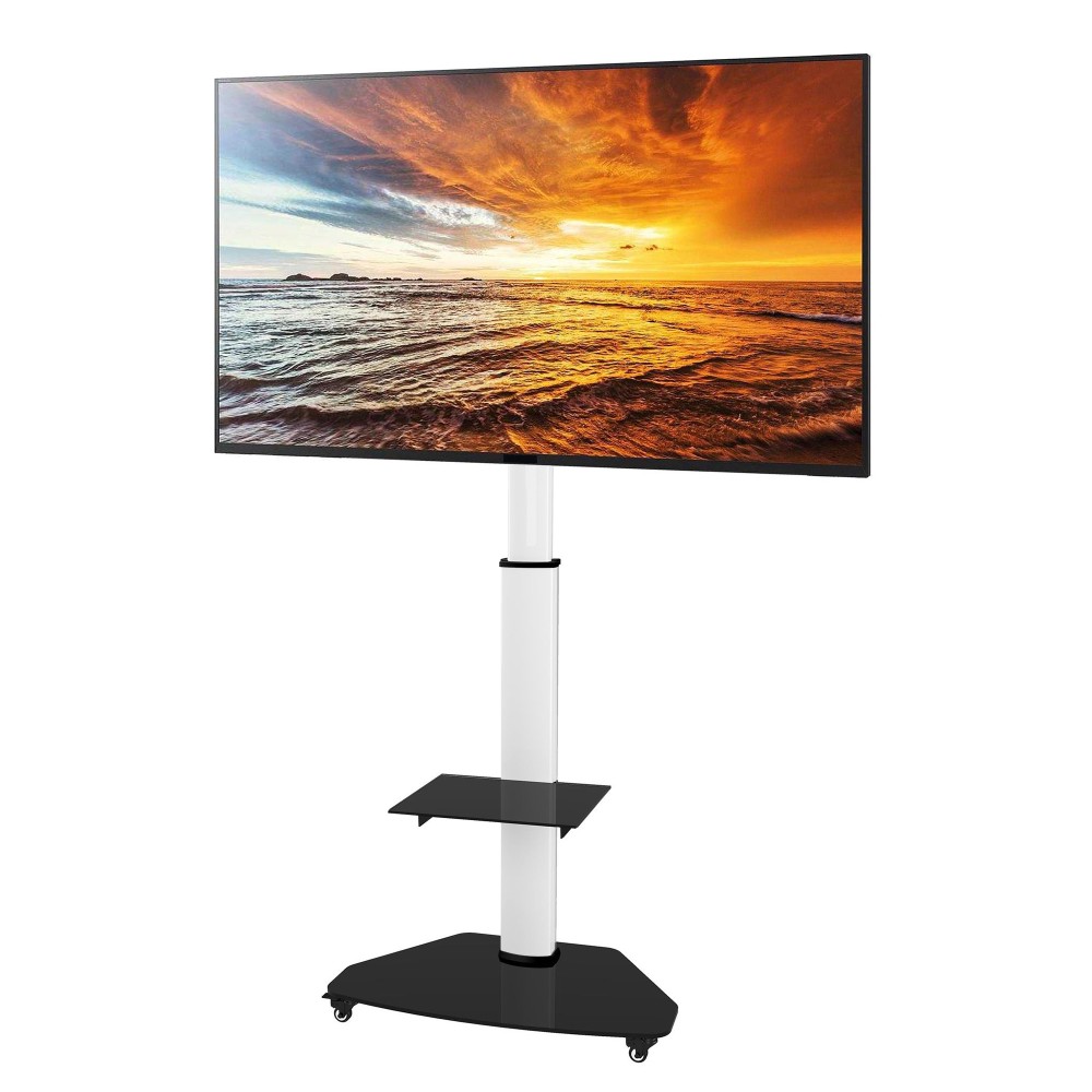 TECHLY TV Trolley weiss fuer 3770 LED LCD Fernseher max VESA Groesse unterstuezt 600x400Halterung kann um 90Grad gedreht werden