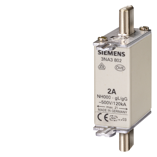 Siemens NH000-Sicherungseinsatz 3NA3820 mit Stirnkennmelder 50A Siemens NH000-Sicherungseinsatz 3NA3820 mit Stirnkennmelder 50A