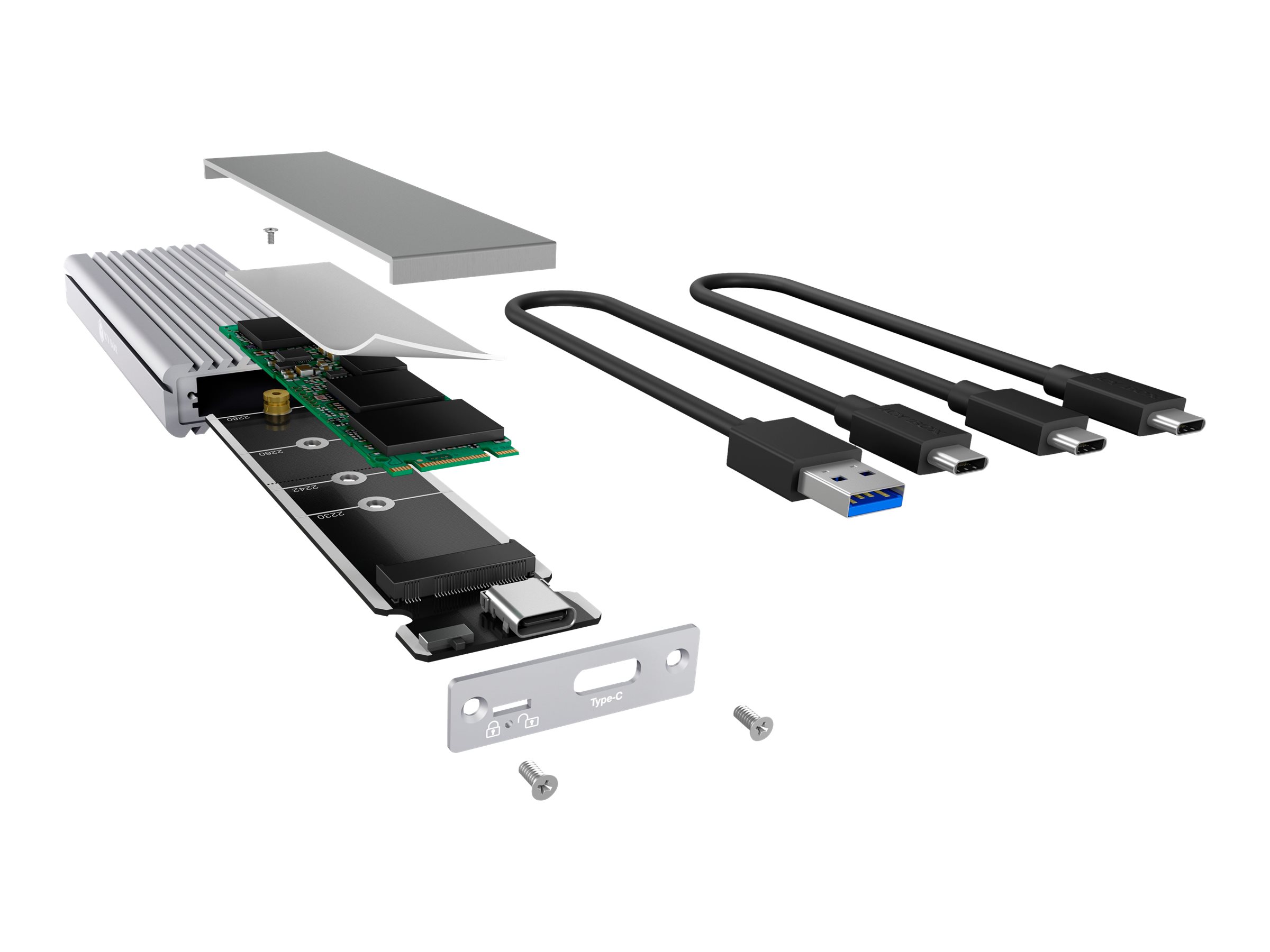 ICY BOX IB-1817Ma-C31 Externes Type-C Gehaeuse fuer M.2 NVMe SSD Aluminiumgehaeuse im innovativen Kuehlrippendesign