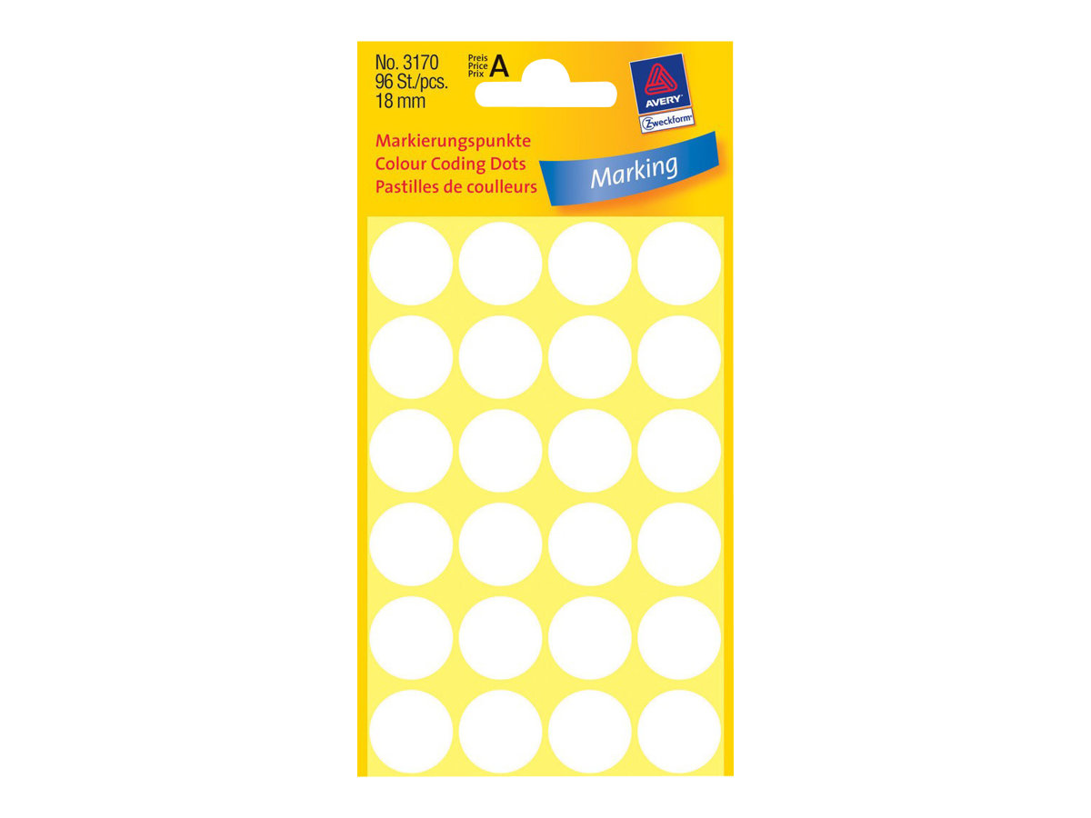 AVERY Zweckform Klebepunkte 3170 weiss Ø 18,0 mm, 96 St. AVERY Zweckform Klebepunkte 3170 weiss Ø 18,0 mm, 96 St.