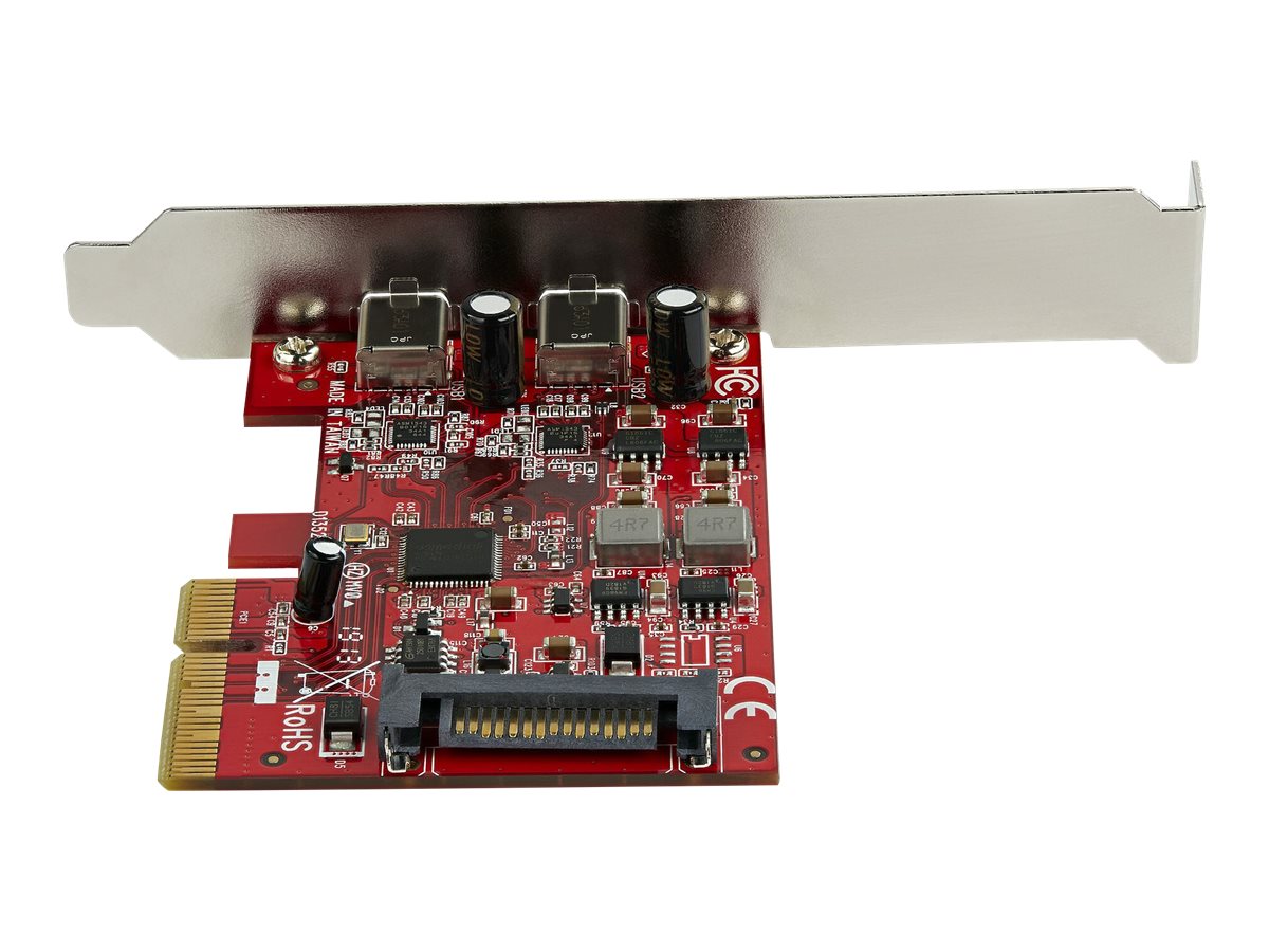 StarTech.com PCIe USB 3.1 Card, 2x USB C 3.1 Gen 2 10Gbps, PCIe Gen 3 x4, ASM3142 Chipset, USB Type-C PCI Express Card, 2-Port USB 3.2 Gen 2x1 Expansion Add-On Card, Windows, macOS, Linux - Full/Low-Profile - USB-Adapter - PCIe 3.0 x4 - USB-C 3.1 Gen 2 x