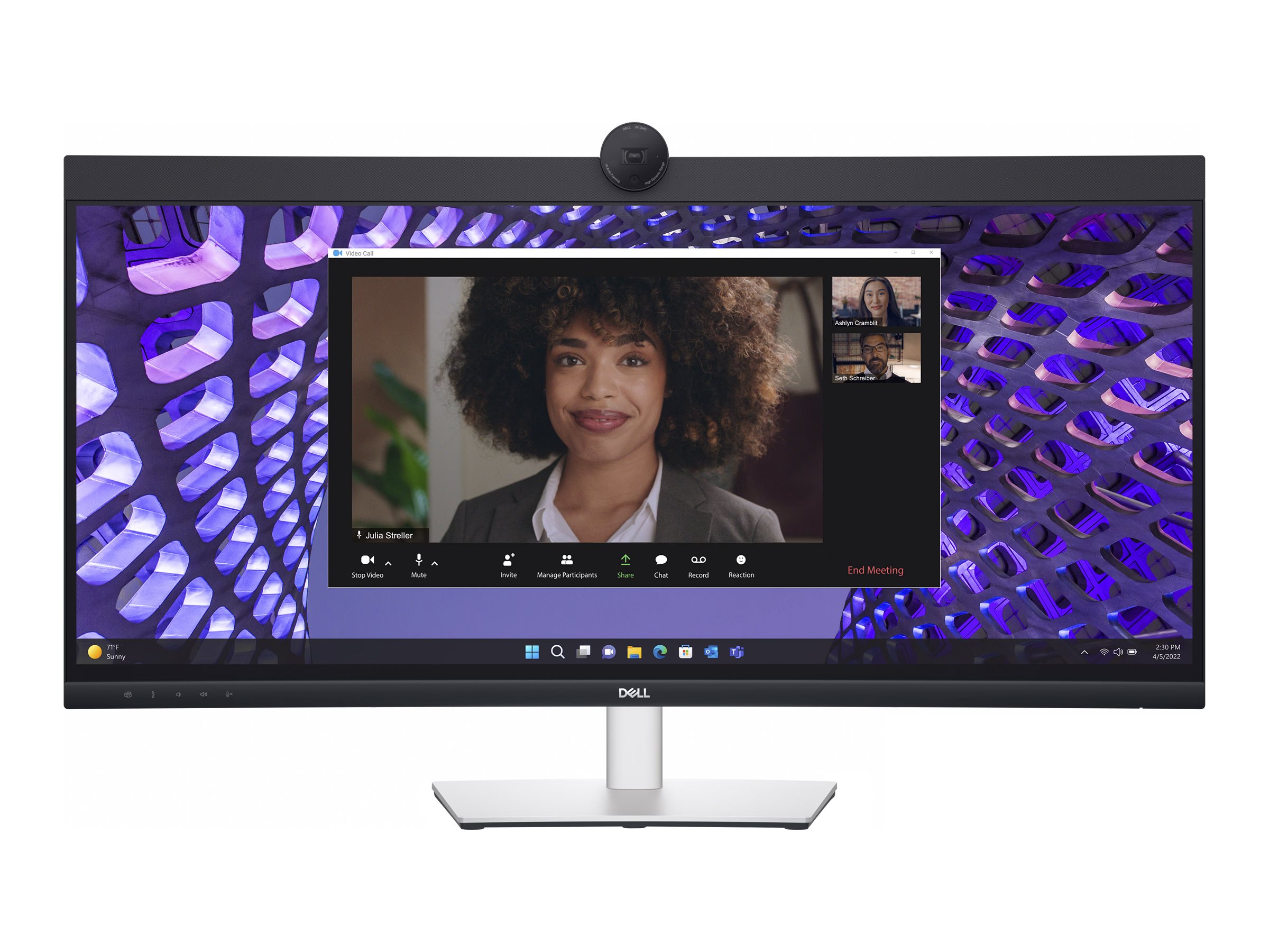 DELL 34 Curved Video Conferencing Monitor P3424WEB 86,71cm 34,14Zoll IPS 3440x1440 60Hz 21:9 300cd/m2 HDMI DP USB
