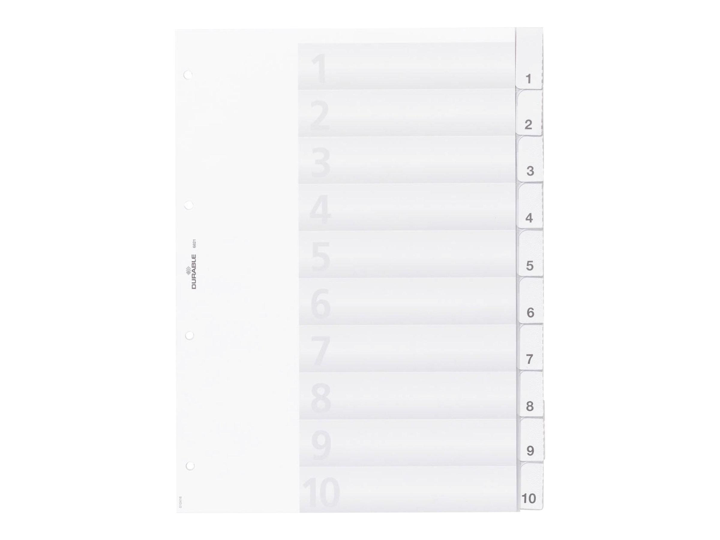 DURABLE Ordnerregister Vollformat 1-10 transparent 10-teilig, 1 Satz