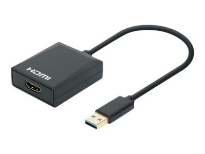 MANHATTAN 1080p USB-A auf HDMI-Adapter Konverter mit USB 3.2 Gen 1 Typ A-Stecker auf HDMI-Buchse 1080p60Hz schwarz