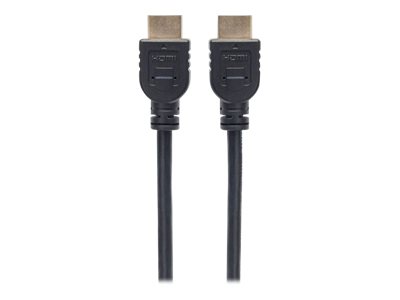 MANHATTAN HDMI-Kabel mit Ethernet-Kanal CL3-zertifiziert zur Wandinstallation HEC ARC 3D 4K60Hz Stecker/Stecker geschirmt schwarz 2m