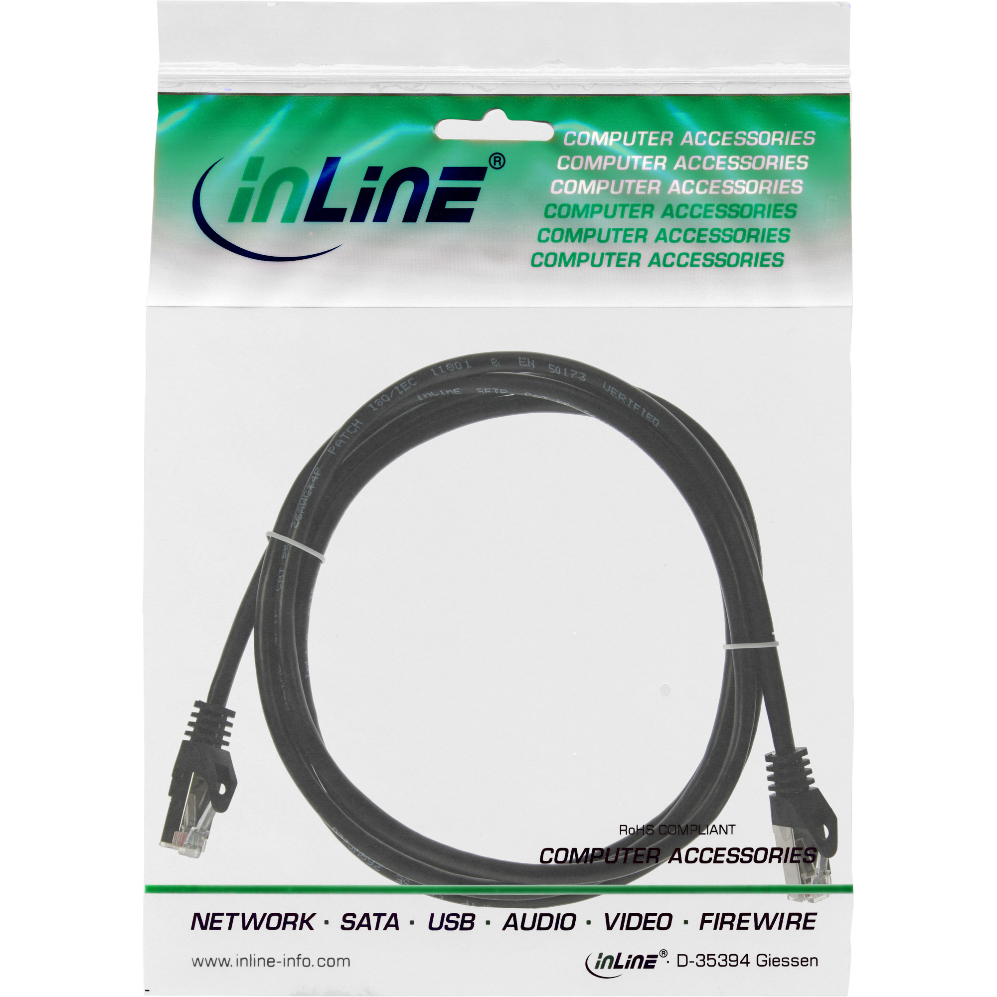 INLINE Patchkabel F-UTP Cat.5e schwarz 0,5m INLINE Patchkabel F-UTP Cat.5e schwarz 0,5m