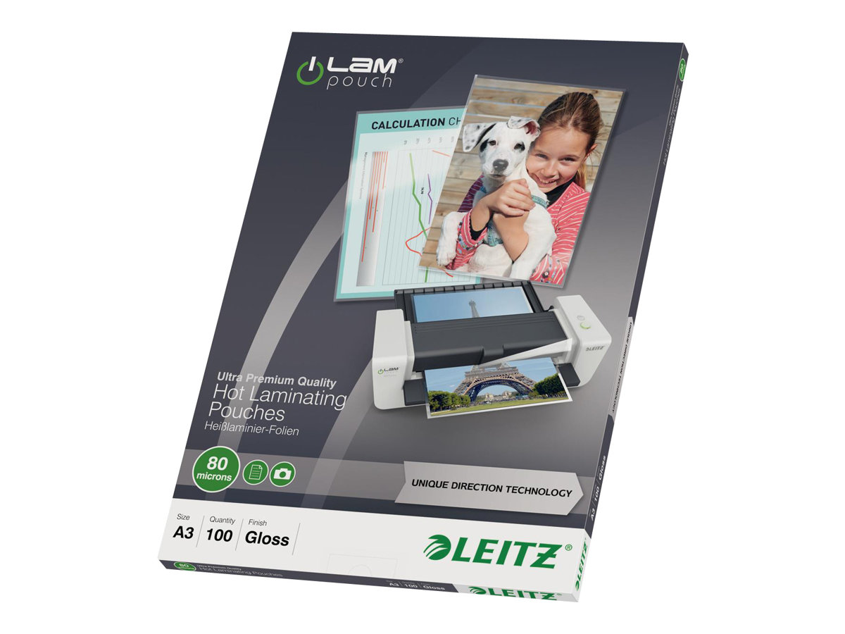100 LEITZ UDT Laminierfolien glaenzend fuer A3 80 micron 100 LEITZ UDT Laminierfolien glaenzend fuer A3 80 micron