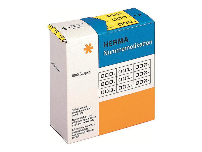 HERMA Klebenummern 4801 Zahlen, gelb 22,0 x 10,0 mm, 3x1000 Etiketten HERMA Klebenummern 4801 Zahlen, gelb 22,0 x 10,0 mm, 3x1000 Etiketten