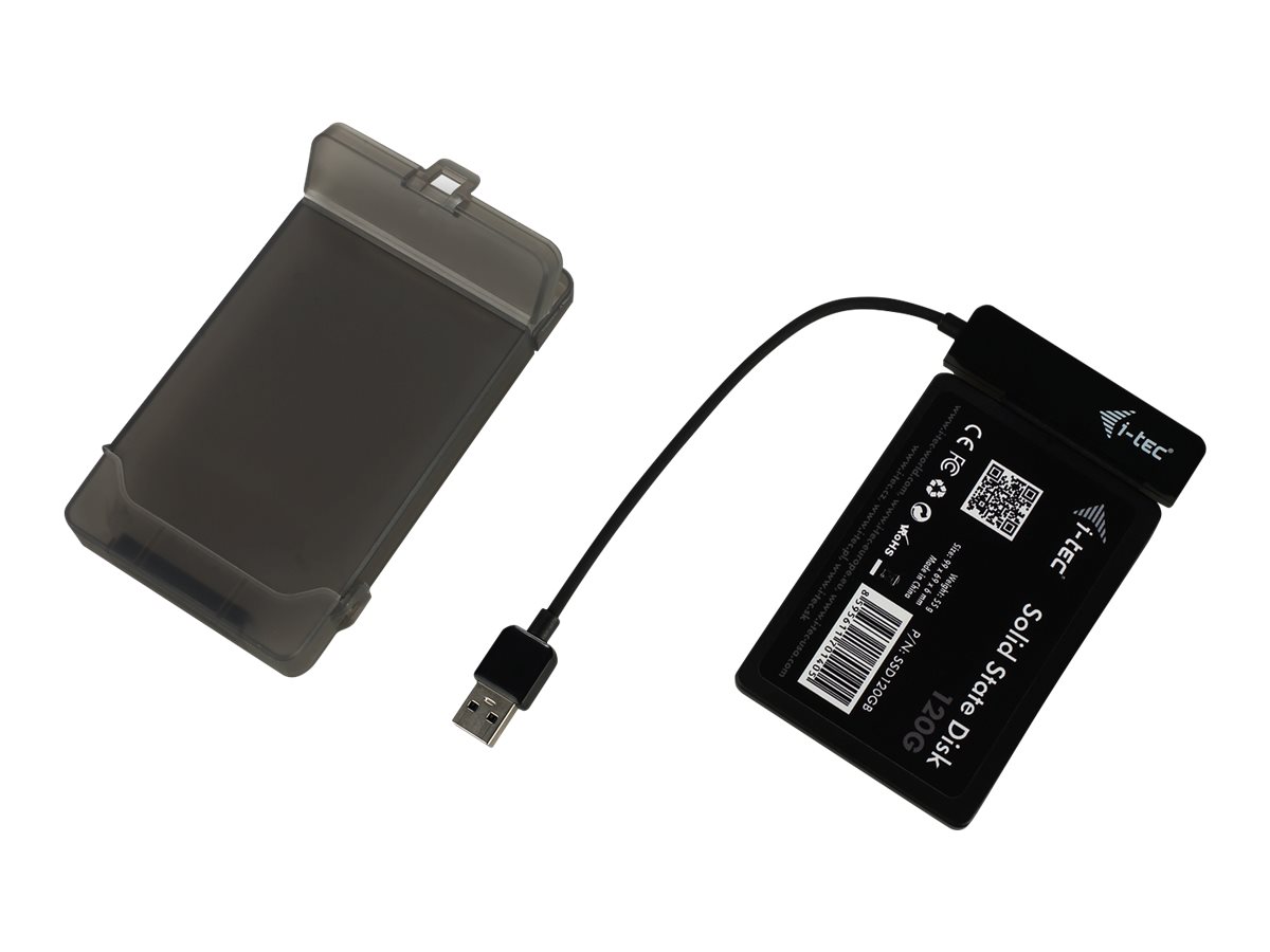 I-TEC USB 3.0 Advance MySafe Easy Gehaeuse 6,4cm 2,5Zoll Festplattengehaeuse fuer SATA HDD Festplatten, integriertes Kabel, schwarz