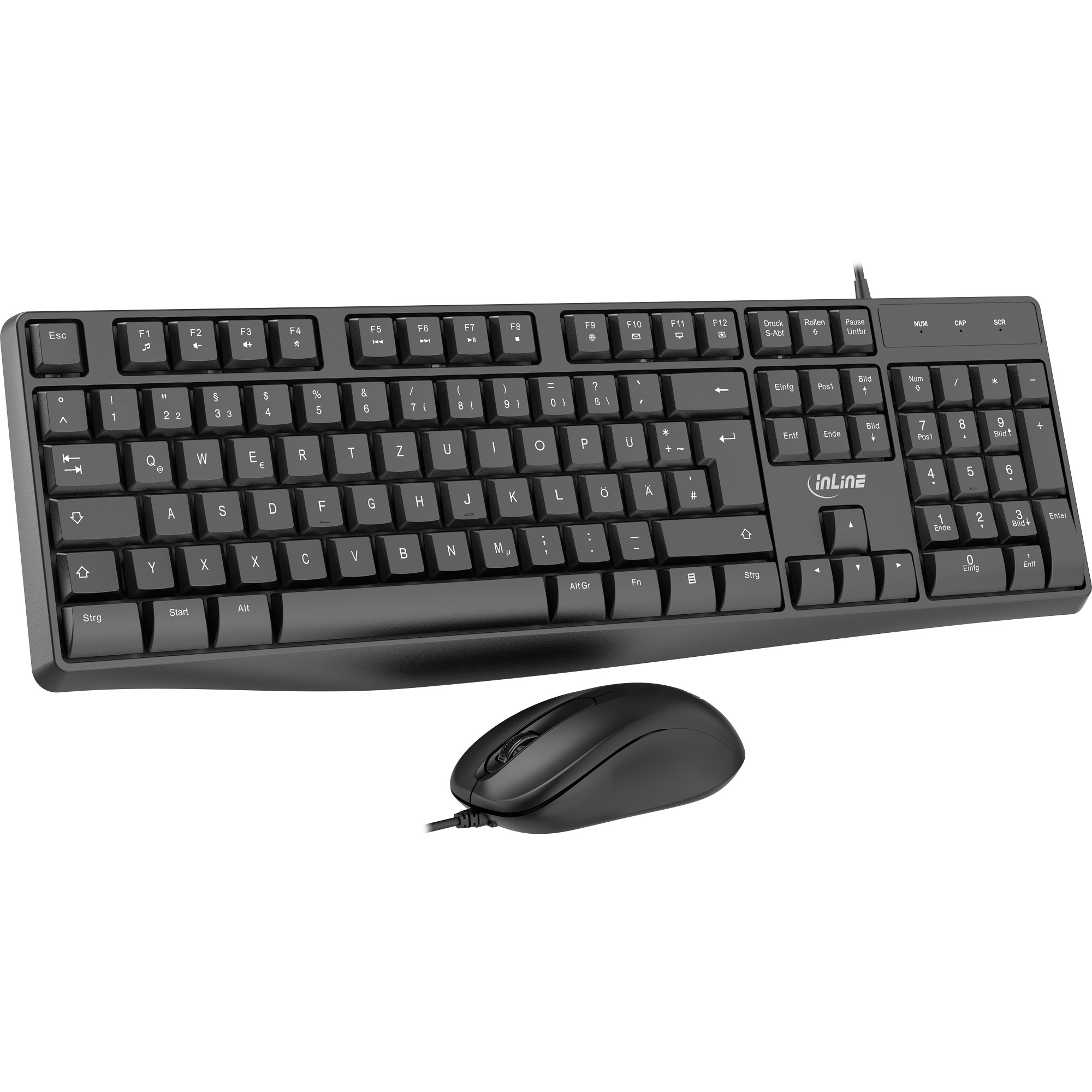 INLINE Basic Desktop II Tastatur-Maus Set USB DE Layout optisch 1200dpi schwarz INLINE Basic Desktop II Tastatur-Maus Set USB DE Layout optisch 1200dpi schwarz
