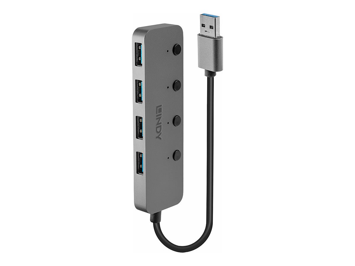 LINDY 4 Port USB 3.0 Hub mit Ein/Aussch Vier zusätzliche USB Ports - einzeln schaltbar LINDY 4 Port USB 3.0 Hub mit Ein/Aussch Vier zusätzliche USB Ports - einzeln schaltbar