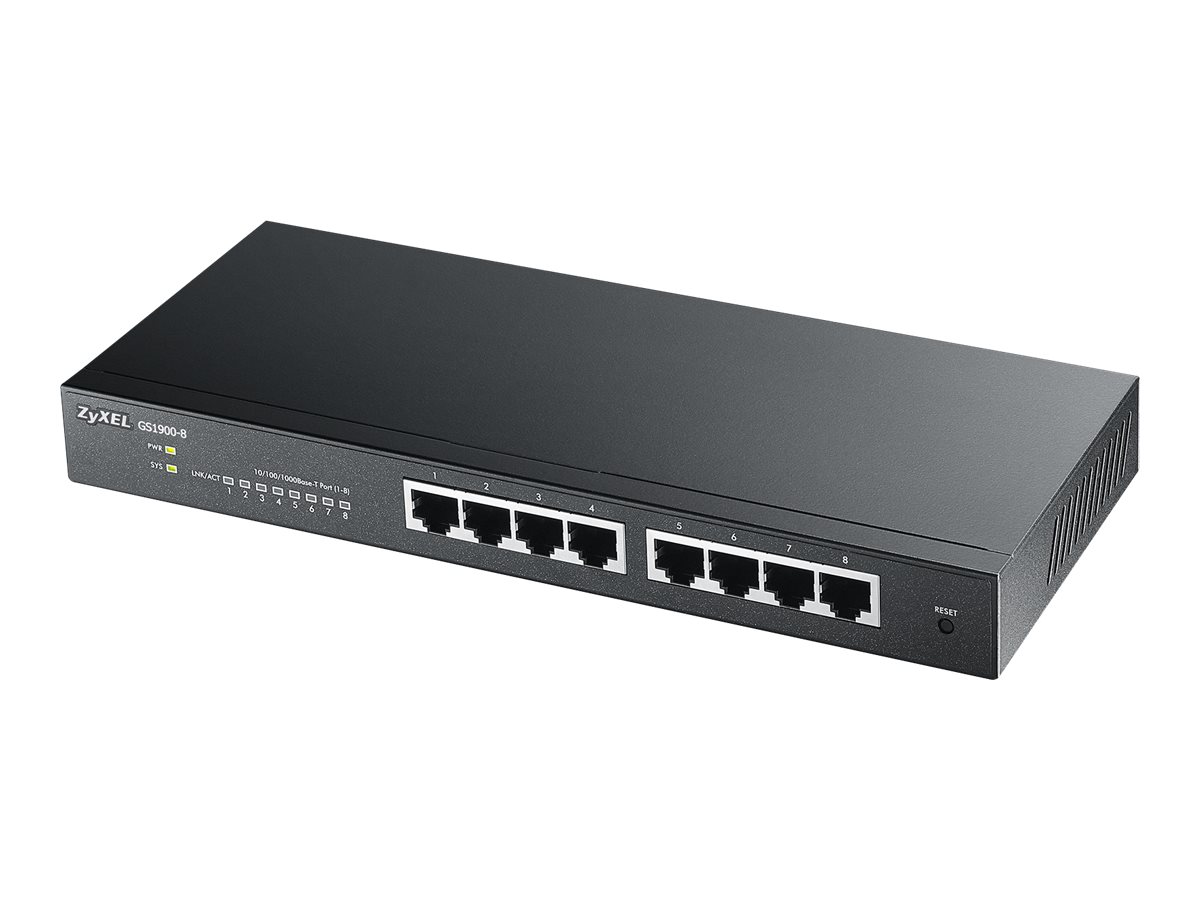 GS1900-8 V2 8 Port GbE L2 smart switch, desktop, fanless
