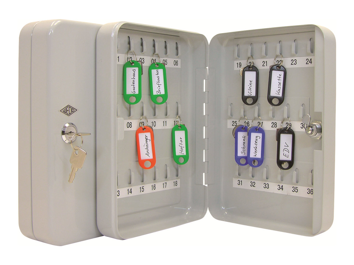 WEDO Schluesselkasten grau mit 36 Haken Sicherheitsschloss WEDO Schluesselkasten grau mit 36 Haken Sicherheitsschloss